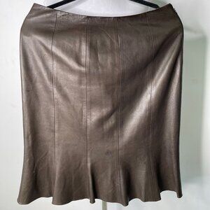 Loro Piana Women's Brown Leather Lambskin Pleated Midi Skirt Size: M US8 IT44